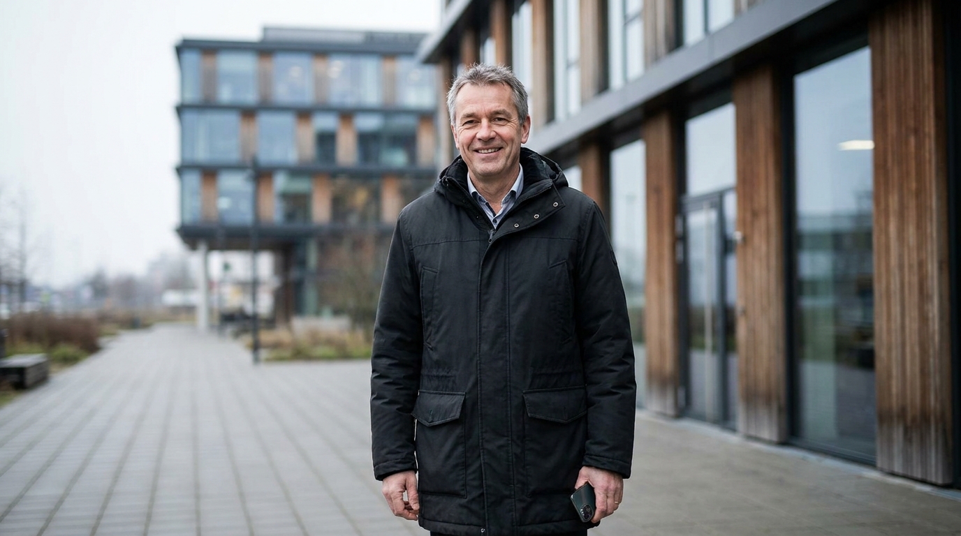 Example: adviser outside a modern office building